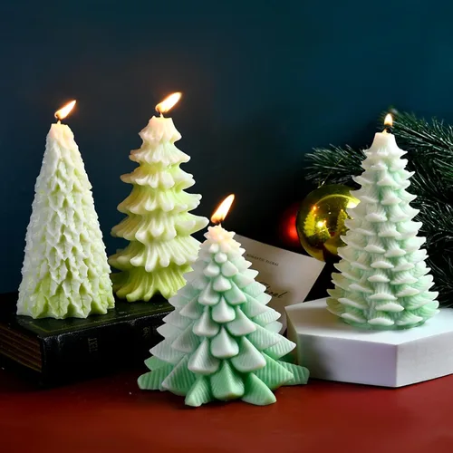 Miniatura 2 de MGLIFEUL 5 piezas molde de silicona 3D de árbol de Navidad y piña para velas, jabón, resina epoxi y cera, formas de silicona, molde de árbol