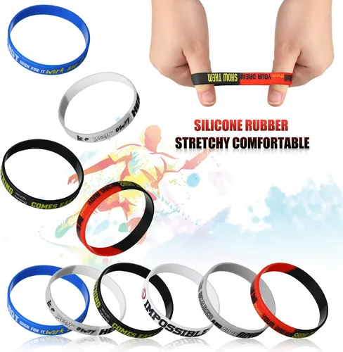 Miniatura 4 de Kathfly 48 pulseras motivacionales de goma inspiradoras, de silicona, elásticas, unisex, regalos de fiesta, regalos para el regreso a la escuela