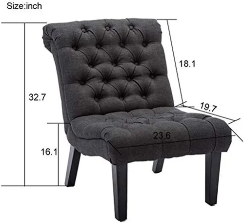 Miniatura 2 de HAOBO Home Silla de acento sin brazos con botones capitoné silla lateral para sala de estar dormitorio Funiture