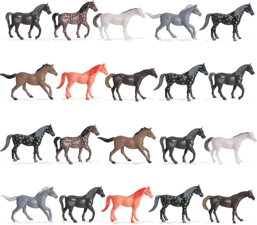 Skylety - 20 figuras de caballo de juguete pequeño de plástico, mini figuras de caballo a granel, decoraciones de fiesta, modelo de juguete realista