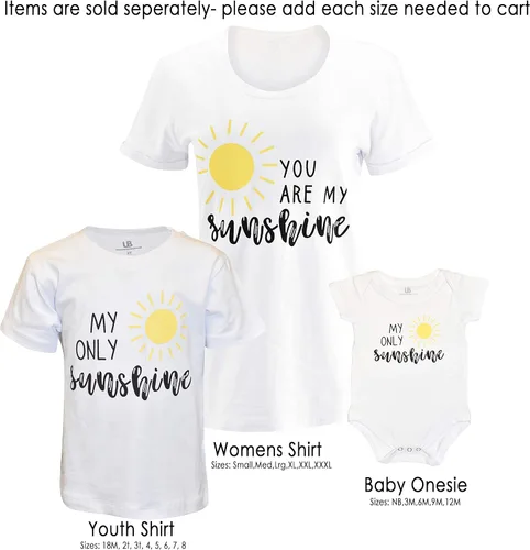 Miniatura 7 de Unique Baby Mommy and Me Camisas You are My Sunshine, Blanco