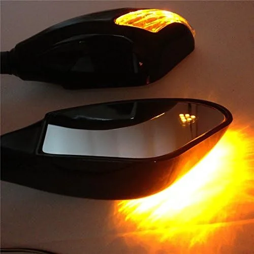 Miniatura 3 de HK - Espejos laterales LED integrados color negro brillante compatibles con Suzuki GSXR 600/750 GSXR 1000 1100 Hayabusa GSF 600S 1200 1200S BANDIT
