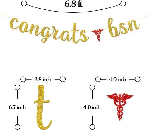Miniatura 2 de Maicaiffe Cartel de felicitaciones BSN – BSN 2026 suministros de fiesta – Congrats Grad High School College Graduation Escuela de Enfermería