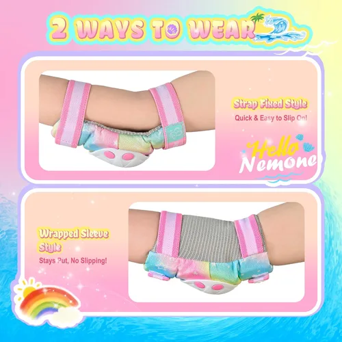 Miniatura 4 de NEMONE Rodilleras para niños, niñas, coderas, muñequeras con bolsa de cordón, juego de equipo de protección reflectante ajustable para patinaje