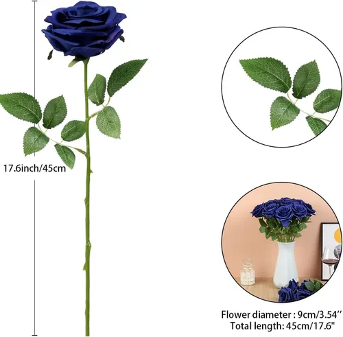 Miniatura 3 de Carlita's Blooms 15 piezas Rosas Falsas Flores Artificiales de Seda Flor Rosa Falsa Tallos Largos Ramo para Arreglo Centro de Mesa de Boda Fiesta