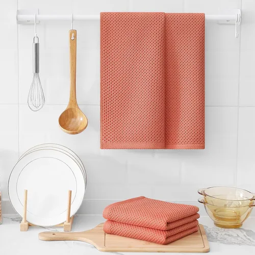 Miniatura 138 de Kitinjoy - Paños de cocina de 100 % algodón, tela de tejido gofrado, paño de limpieza ultrasuave, absorbente y de secado rápido. Beige