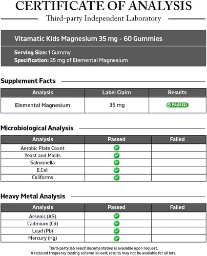 Miniatura 3 de Vitamatic Gomitas calmantes de magnesio para niños, 60 unidades, veganas, gran sabor, promueven el apoyo saludable, muscular, óseo y energético