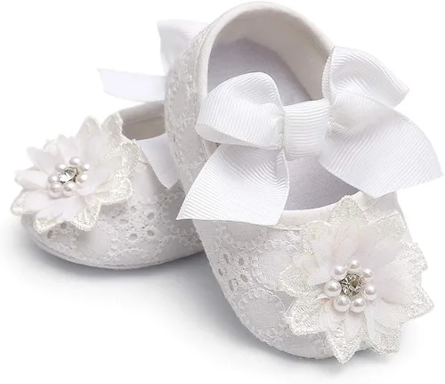 Ohwawadi Zapatos de bebé para niña zapatos planos Mary Jane de princesa para vestido de boda zapatos de cuna para recién nacidos bebés bebés