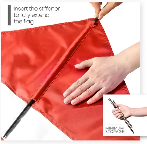 Miniatura 3 de Anley Bandera de advertencia de buzo con poste de refuerzo extraíble de 20 x 24 pulgadas, doble costura, banderas de buceo rojas y blancas