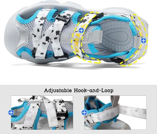 Miniatura 2 de JMFCHI Sandalias deportivas de verano para niños y niñas, sandalias de punta cerrada para exteriores, zapatos atléticos para agua, sandalias