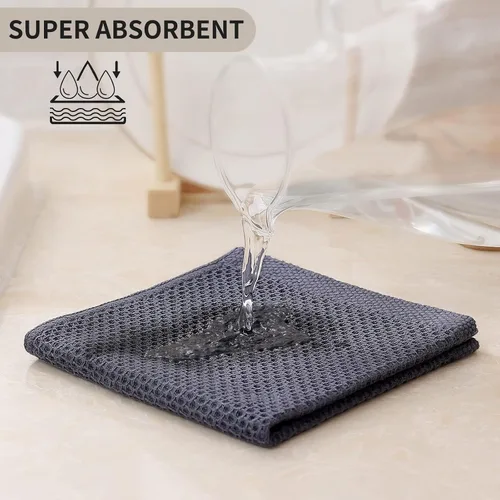 Miniatura 491 de Kitinjoy - Paños de cocina de 100 % algodón, tela de tejido gofrado, paño de limpieza ultrasuave, absorbente y de secado rápido. Beige