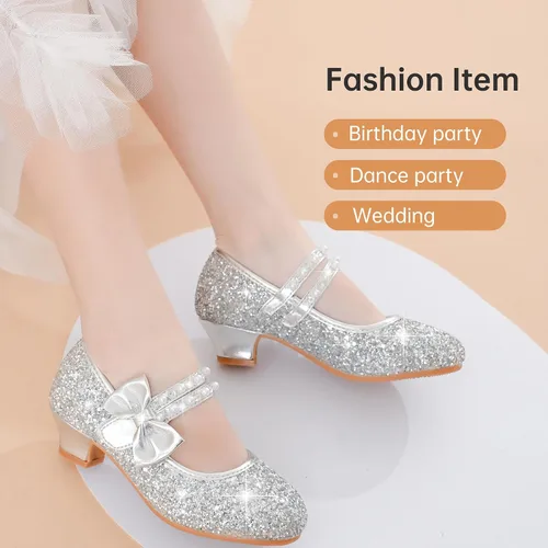 Miniatura 7 de Motasha Zapatos de vestir para niñas, zapatos de tacón bajo para niñas, zapatos de tacón bajo, Mary Jane, Navidad, boda, fiesta, zapatos brillantes