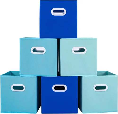 Miniatura 19 de Stero - Contenedores de tela para almacenamiento de 13x13x13 pulgadas, paquete de 6 cubos de almacenamiento de colores divertidos con asas, cestas