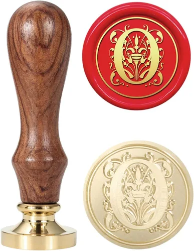 Miniatura 14 de Yoption - Sello de cera con diseño de letra S, cabeza de latón floral vintage, mango de madera, sello inicial del alfabeto, para invitación