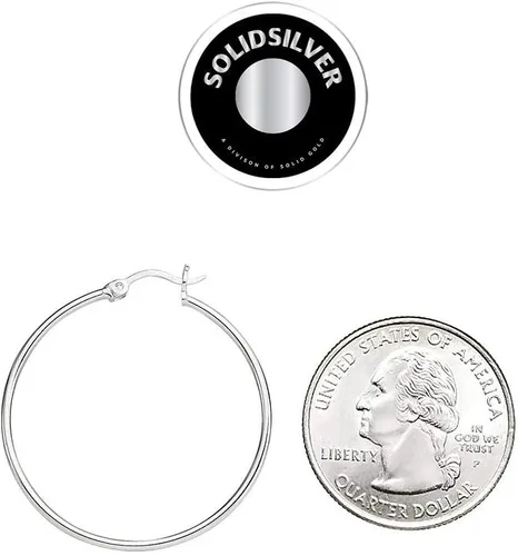 Miniatura 6 de SOLIDSILVER - Pendientes de aro de plata de ley de 0.059in de grosor, con diseño de clic, de 0.394in a 1.969in.