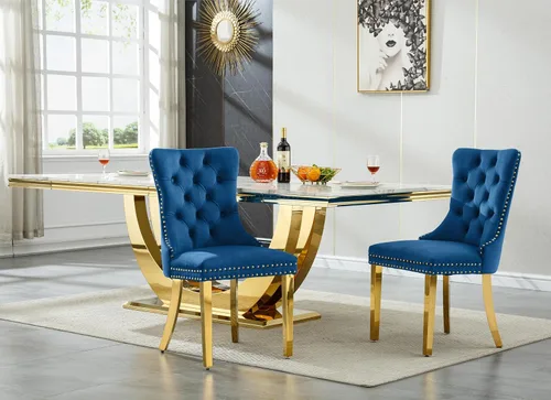Miniatura 6 de Juego de mesa de comedor grande y moderna de mármol sintético blanco de 94.5 pulgadas, juego de mesa de comedor de 10 piezas con 10 sillas tapizadas