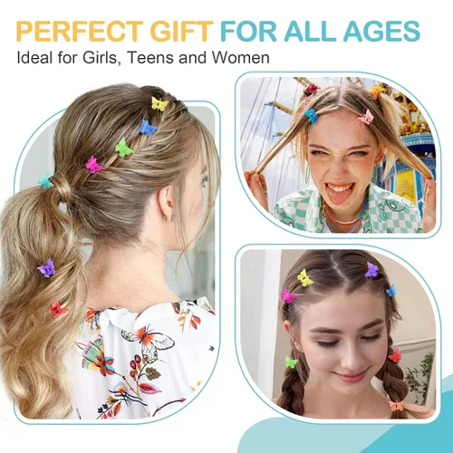 Miniatura 4 de HOYOLS Mini pinzas para el cabello de mariposa, pinzas pequeñas Y2K para mujeres y adolescentes, bonitos accesorios de cabello de los años 90
