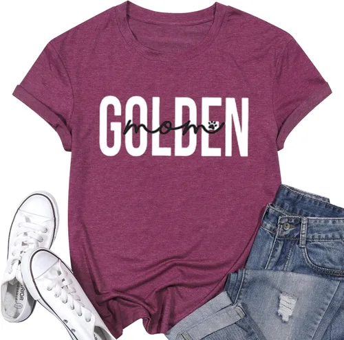 Miniatura 5 de Golden Mom Shirt Women Mama Shirts Casual Dog Lover T Shirts Summer Short Sleeve Tees Tops