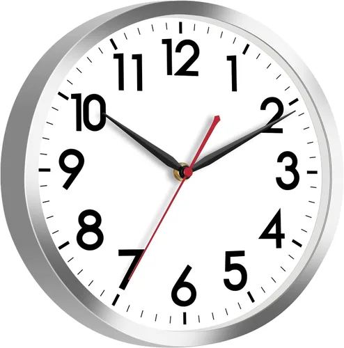 Miniatura 25 de AKCISOT Reloj de Pared Atómico de 10 Pulgadas Relojes Analógicos para Cocina Interior - Reloj Silencioso Operado con Batería para Dormitorio Oficina
