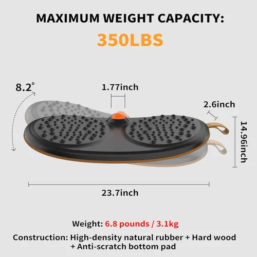 Miniatura 5 de Trobing Alfombrilla para escritorio de pie con tabla de equilibrio, tabla antifatiga de madera con bola rodante, tabla de equilibrio para escritorio