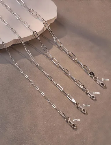 Miniatura 4 de ASDULL 925 Sterling Silver Clasp Paperclip Chain 2345mm Necklace for Women Men Silver Link Chain Necklace for Women 16182022242630 Inches