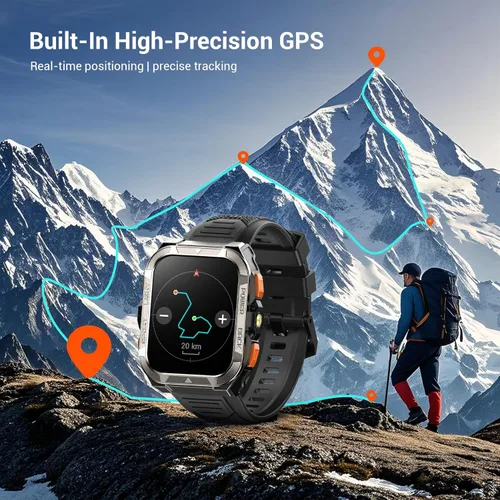 Miniatura 8 de Military Smart Watches for Men (Answer/Make Calls),1.91"Fitness Smart Watch for Android and iPhone, GPS Fitness Trackers Watch with Flashlight/Heart