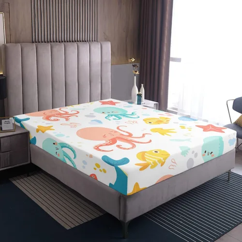 Miniatura 4 de Erosebridal Juego de sábanas bajeras de pulpo oceánico, tamaño individual, juego de ropa de cama temática de playa costera, decoración náutica