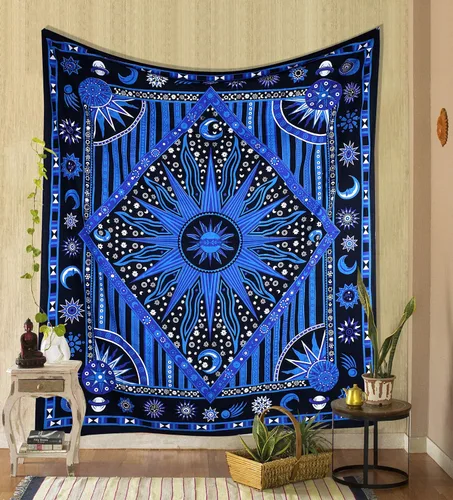 Miniatura 21 de THE ART BOX Tapiz celestial de sol y luna, mandala estético para colgar en la pared para dormitorio y sala de estar, decoración independiente