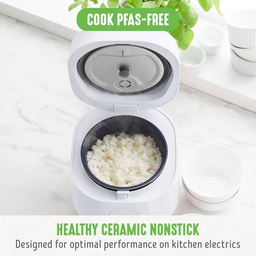 Miniatura 2 de GreenLife Olla Digital para Arroz y Frijoles, 2 Tazas Sin Cocinar/4 Tazas Cocidas, Olla de Cerámica Antiadherente Extraíble Libre de PFAS
