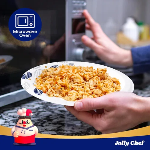 Miniatura 3 de JOLLY CHEF 280 platos de papel de 8 pulgadas, a prueba de remojo, a prueba de cortes, platos de papel desechables impresos de hojas resistentes