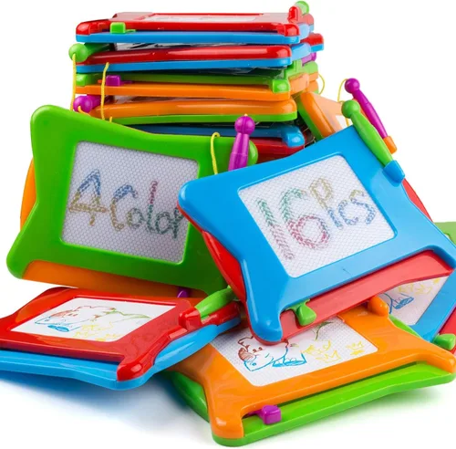 Mini tablero magnético de dibujo de 16 piezas, 4 colores tamaño de viaje, borrable, juguete de mesa para garabatos, pequeño bloc de dibujo de