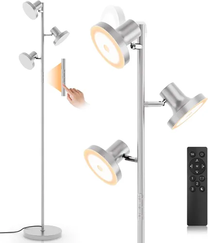 Miniatura 8 de SIBRILLE Lámpara de pie LED de árbol de 36W, lámpara de pie ajustable moderna con control remoto y táctil, 4 temperaturas de color, 3 lámparas