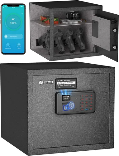 Miniatura 10 de Caja de seguridad inteligente BILLCONCH para múltiples pistolas - Caja fuerte con cerradura biométrica automática y pantalla LCD/guía