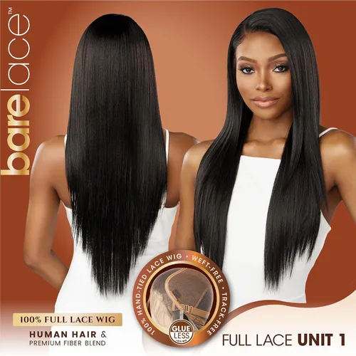 Miniatura 8 de Peluca Sensationnel de encaje total - Unidad 1, mezcla de cabello humano, totalmente frontal, sin pegamento, sintética, con línea de cabello 1