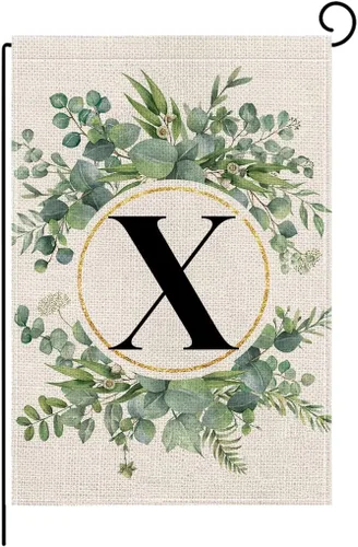Miniatura 26 de wyooxoo Bandera de jardín floral con monograma de letra H de 12 x 18 pulgadas, doble cara para exteriores, familia, apellido, bandera inicial