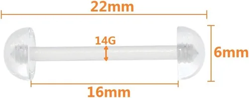 Miniatura 3 de Oasis Plus 10pcs 14G transparente flexible plástico retenedor lengua anillo pezón barra 0.236 in bolas cuerpo piercing