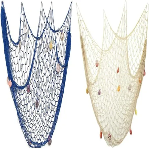 Miniatura 17 de Red de pesca natural de 79 x 59 pulgadas con conchas, decoración de pared con temática oceánica, red de pesca para fiesta en la playa, boda