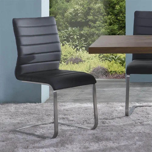 Miniatura 3 de Armen Living Fusion - Silla lateral contemporánea de acero inoxidable (juego de 2), tapizada gris, 37 x 18 x 22 pulgadas