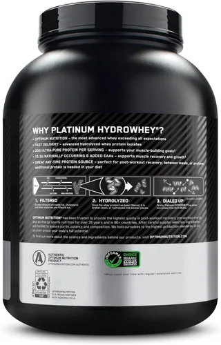 Miniatura 8 de Optimum Nutrition Platinum Hydrowhey Proteína en polvo, 100% hidrolizado aislado de suero en polvo, sabor: Velocity Vanilla, 3.5 libras