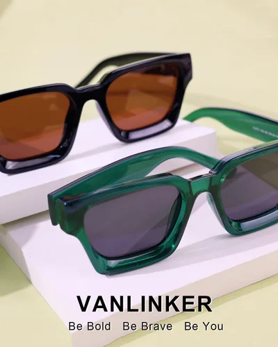 Miniatura 17 de VANLINKER Gafas de sol cuadradas gruesas para hombres y mujeres, retro, rectangulares, con protección UV400, VL9731