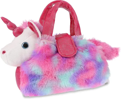 DolliBu Bolso de peluche de unicornio morado para mascotas - Lindo bolso de unicornio para niñas, Rosado