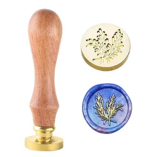 Miniatura 13 de Sello de cera con cabeza de latón extraíble de 1.181 in y mango de palisandro, sello de cera personalizado retro vintage para invitaciones de sobres