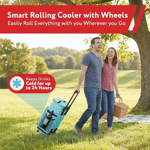 Miniatura 9 de dbest products - Nevera tipo carrito inteligente ultra compacta extendida, con aislamiento, con plataforma trasera, plegable, para barbacoa, playa