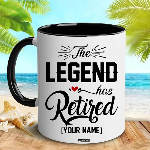 Miniatura 5 de WHIDOBE Taza de jubilación personalizada con texto en inglés "The Legend Has Retirement", taza para mujeres, hombres, papá, mamá, calendario