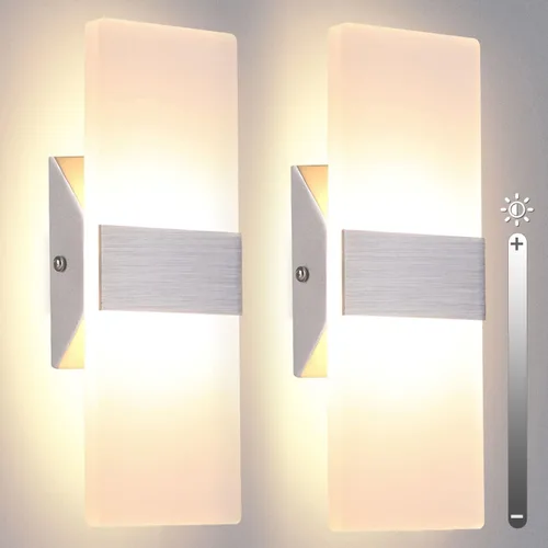 Miniatura 11 de TRLIFE Apliques de pared LED regulables, 4 temperaturas de color de 12 W, modernos apliques de pared para montaje en pared, juego de 2 luces