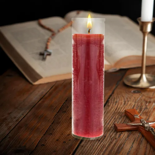 Miniatura 3 de Mega Candles 6 velas de oración devocionales sin perfume de color rojo para 7 días, velas de cera prémium de 2 x 8 pulgadas, santuario, vigilias