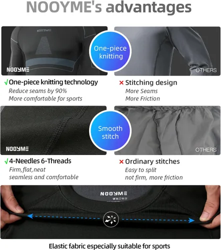 Miniatura 4 de NOOYME Ropa interior térmica para hombre, capa base de ropa interior larga para clima frío