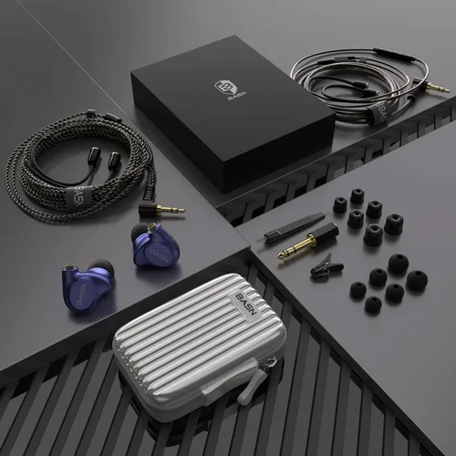 Miniatura 6 de BASN Metalen - Auriculares intrauditivos con 4 controladores, IEMs con aislamiento de ruido con graves profundos, para músicos, cantantes, Azul