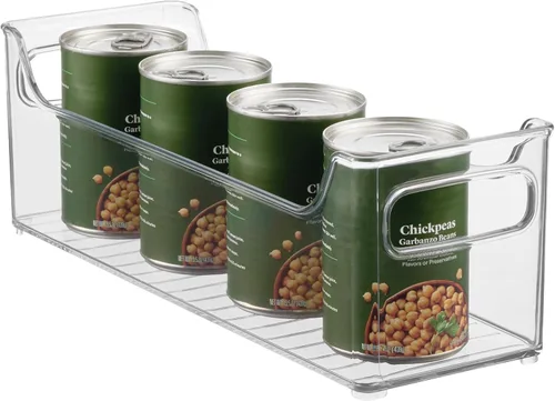 iDesign Contenedor organizador de plástico para refrigerador y congelador con asas, contenedor transparente para alimentos, bebidas, organización de