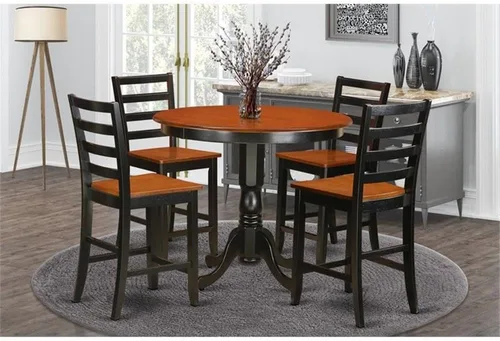 Miniatura 2 de East West Furniture TRFA5-BLK-W - Juego de pub de 5 piezas de altura de mostrador que incluye una mesa redonda de comedor y 4 sillas de cocina, 42 x